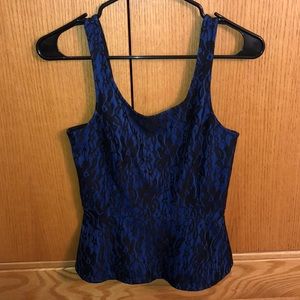 Blue lace tank top